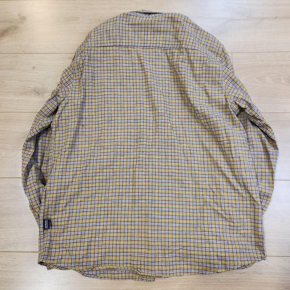 Patagonia Lightweight Fjord Flannel Shirt Mens Large Yellow Plaid Button Outdoor - Picture 3 of 7